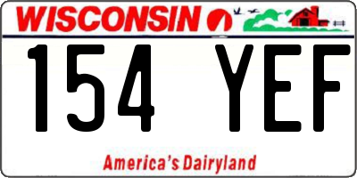 WI license plate 154YEF