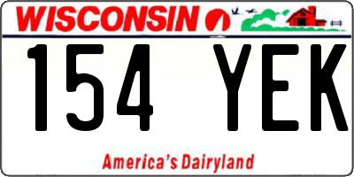 WI license plate 154YEK