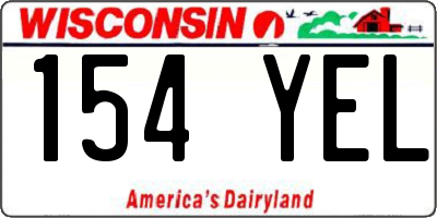 WI license plate 154YEL