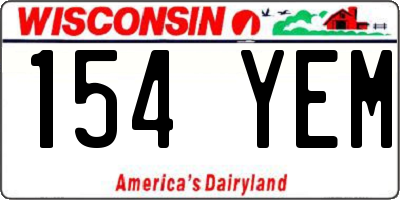 WI license plate 154YEM
