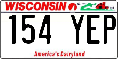 WI license plate 154YEP