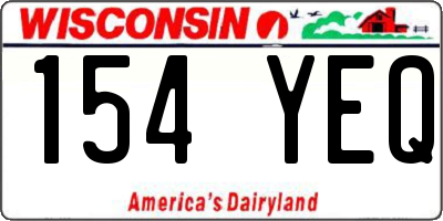 WI license plate 154YEQ