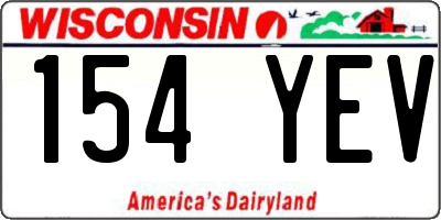 WI license plate 154YEV