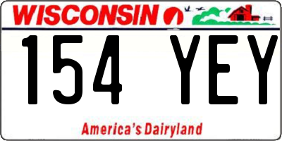 WI license plate 154YEY