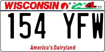 WI license plate 154YFW