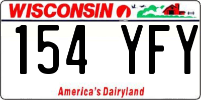 WI license plate 154YFY