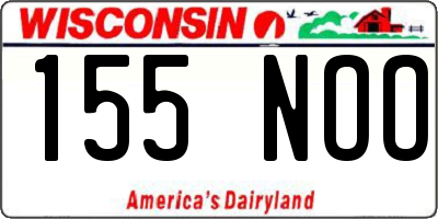 WI license plate 155NOO