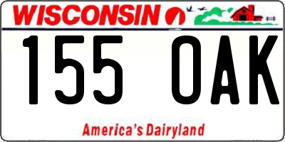 WI license plate 155OAK