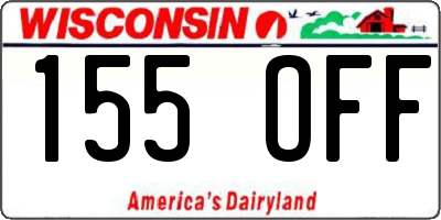 WI license plate 155OFF