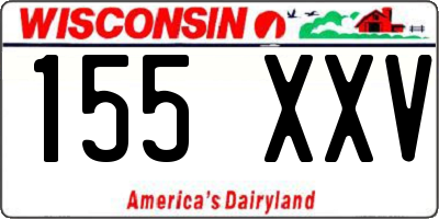 WI license plate 155XXV