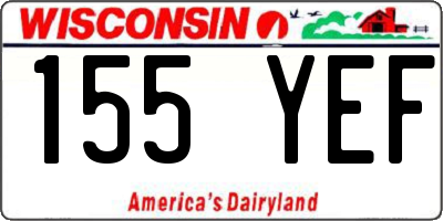 WI license plate 155YEF