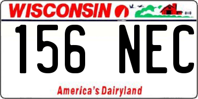 WI license plate 156NEC