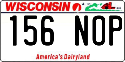 WI license plate 156NOP