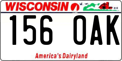 WI license plate 156OAK