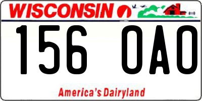WI license plate 156OAO