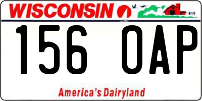 WI license plate 156OAP