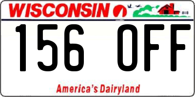 WI license plate 156OFF