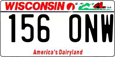 WI license plate 156ONW