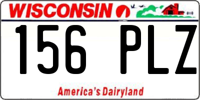 WI license plate 156PLZ