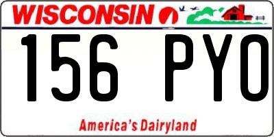 WI license plate 156PYO