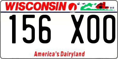 WI license plate 156XOO
