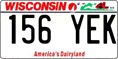 WI license plate 156YEK