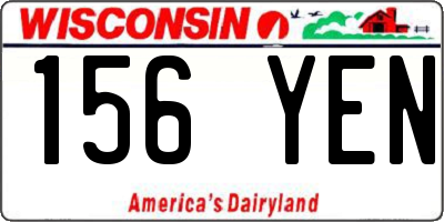 WI license plate 156YEN