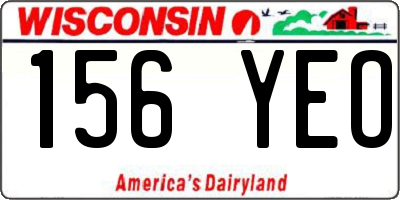 WI license plate 156YEO