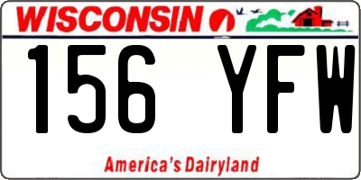 WI license plate 156YFW