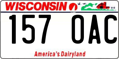 WI license plate 157OAC