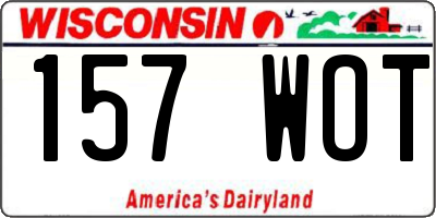 WI license plate 157WOT