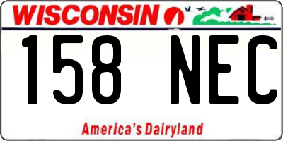 WI license plate 158NEC