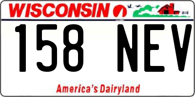 WI license plate 158NEV