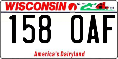WI license plate 158OAF