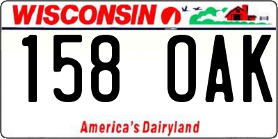 WI license plate 158OAK