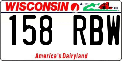 WI license plate 158RBW