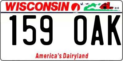 WI license plate 159OAK