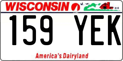 WI license plate 159YEK