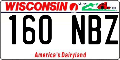 WI license plate 160NBZ