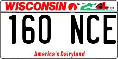 WI license plate 160NCE
