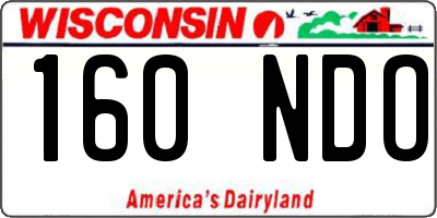 WI license plate 160NDO