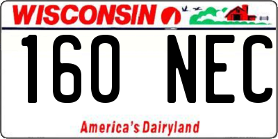 WI license plate 160NEC