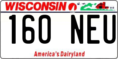 WI license plate 160NEU
