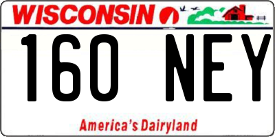 WI license plate 160NEY