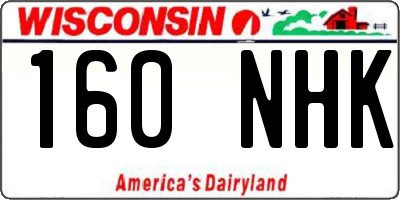 WI license plate 160NHK