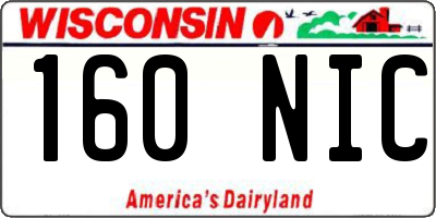 WI license plate 160NIC