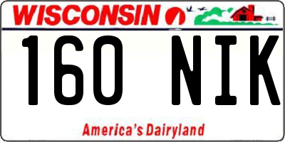 WI license plate 160NIK