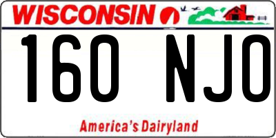 WI license plate 160NJO