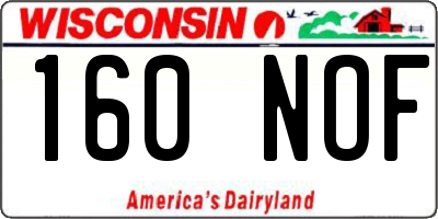 WI license plate 160NOF