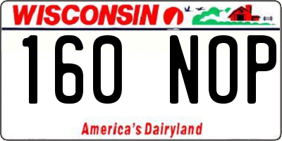 WI license plate 160NOP
